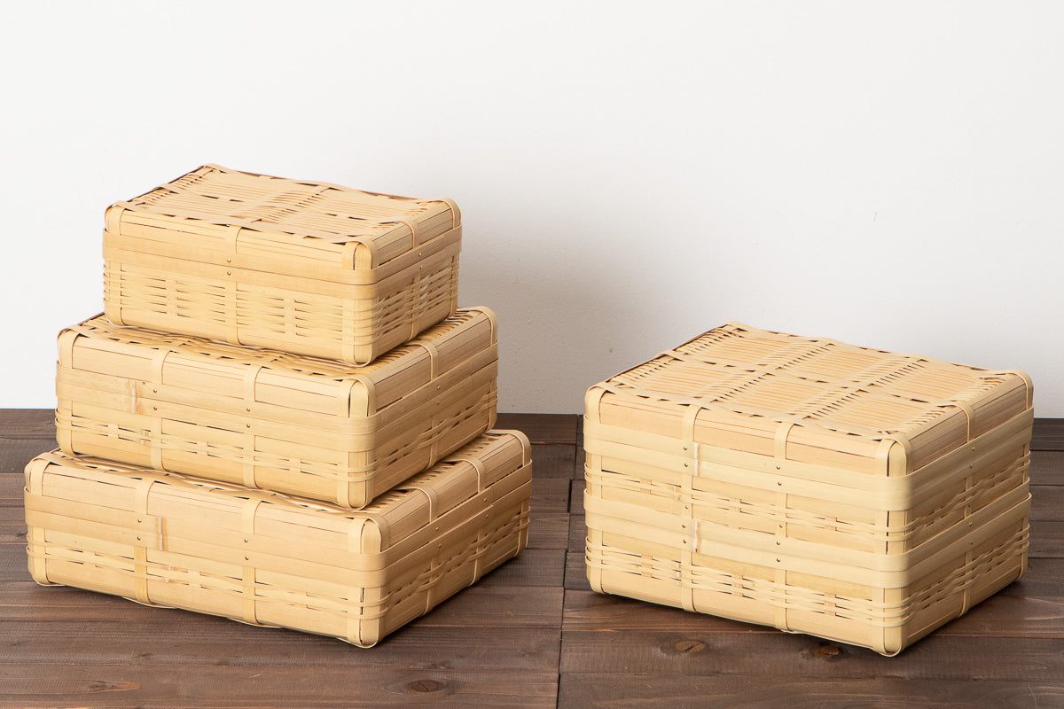 Lunch box M, L, XL, L(2-tier) / White bamboo / Kagoshima-JPN-1basketry