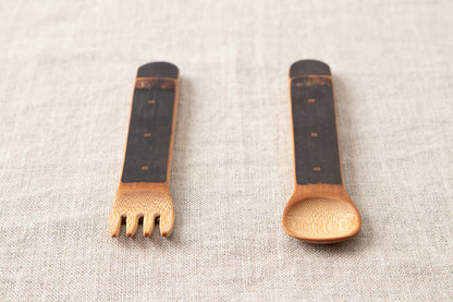 Child spoon, fork / Smoked Mōsō bamboo / Kōchi-JPN 321211
