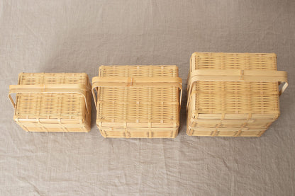 Small Lunch Box with handle 4types / White bamboo / JPN-1basketry