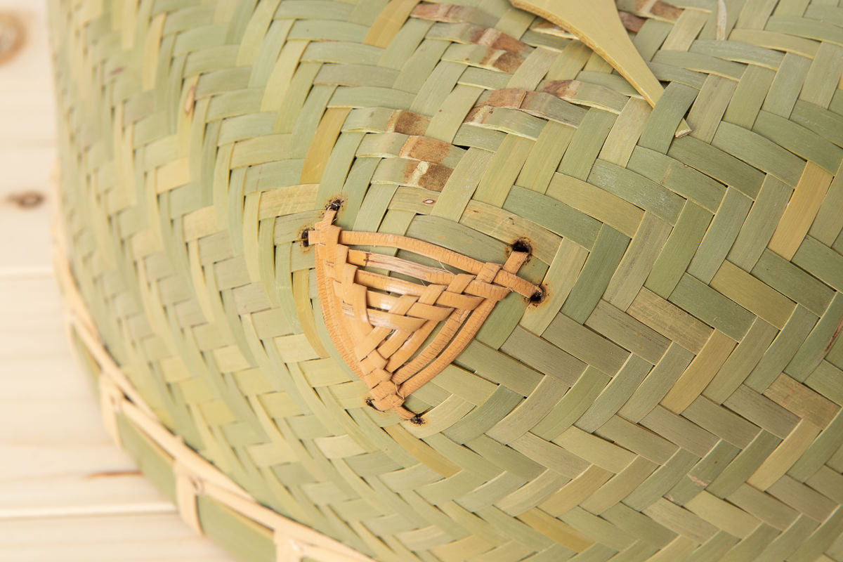 千葉県/真竹 あじろ編み 整頓かご 丸・長四角 2種-1basketry