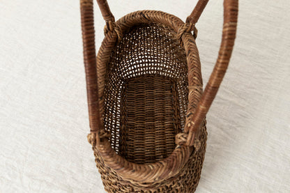 Hand bag “Plump” -open weave- XS / Brown Akebi vine / Nagano-JPN 311216-4