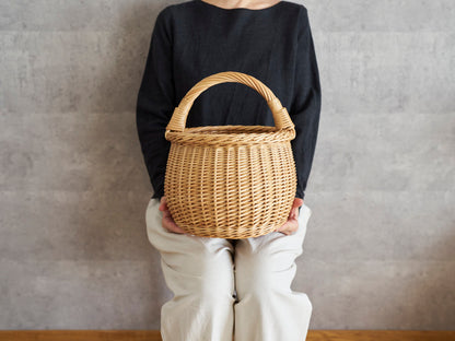 リトアニア/やなぎ　シギタスさん　手つきラウンドバスケット　140522-5