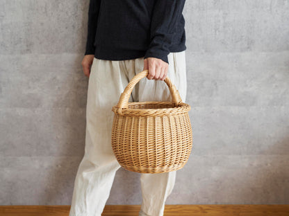 リトアニア/やなぎ　シギタスさん　手つきラウンドバスケット　140522-5