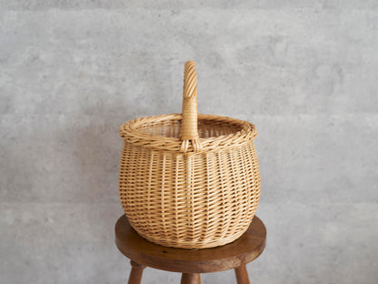 リトアニア/やなぎ　シギタスさん　手つきラウンドバスケット　140522-5