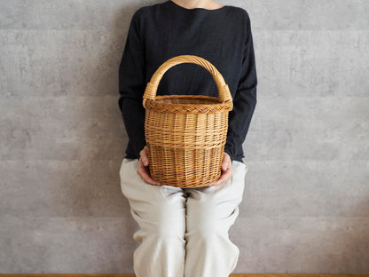 リトアニア/やなぎ　シギタスさん　手つきトールバスケット　皮つき　140522-6