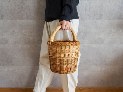 リトアニア/やなぎ　シギタスさん　手つきトールバスケット　皮つき　140522-6