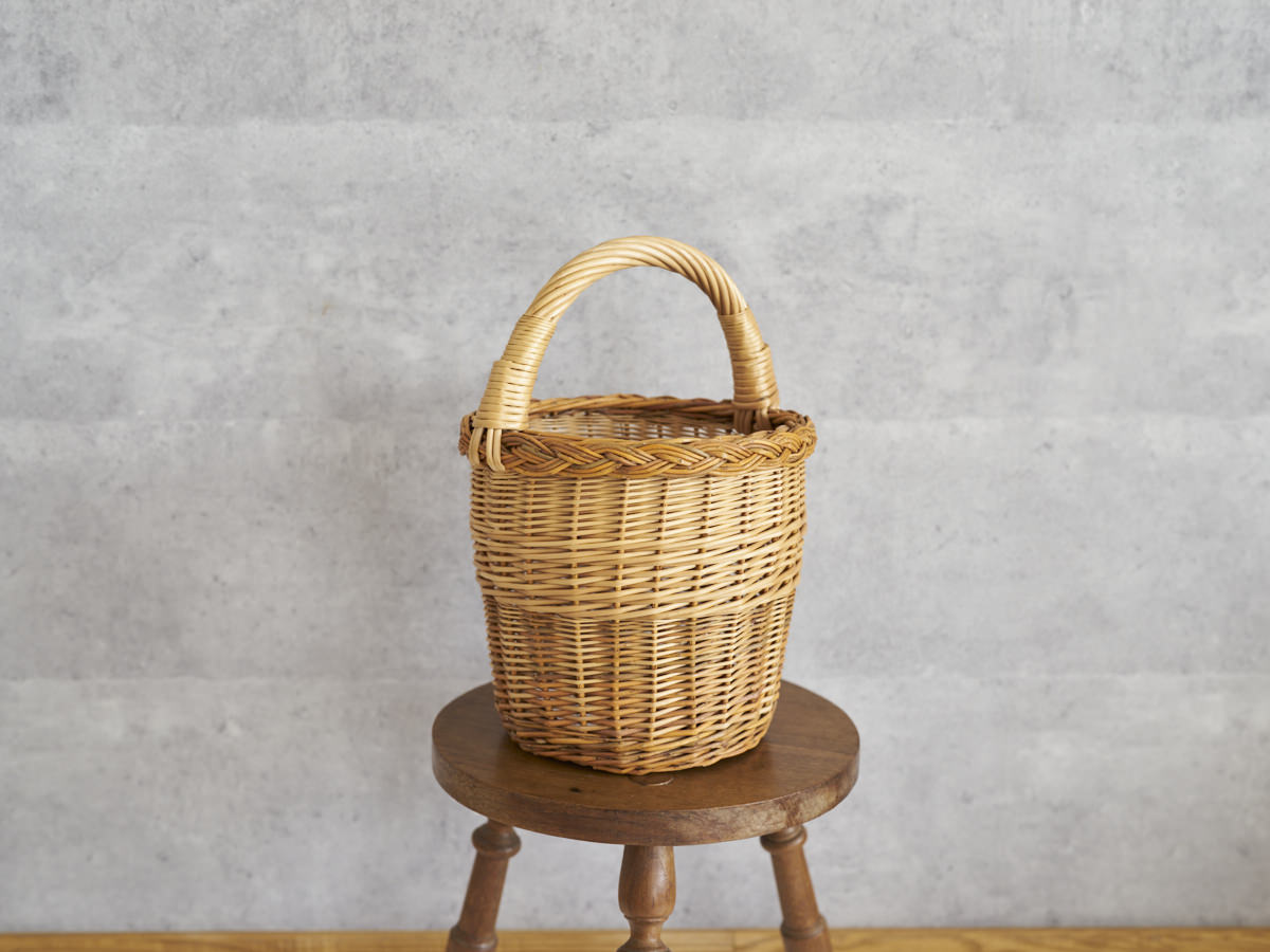 リトアニア/やなぎ　シギタスさん　手つきトールバスケット　皮つき　140522-6