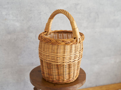 リトアニア/やなぎ　シギタスさん　手つきトールバスケット　皮つき　140522-6