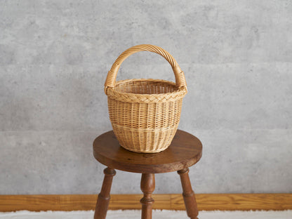リトアニア/やなぎ　シギタスさん　手つきラウンドバスケット　小　140522-7