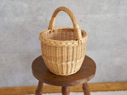 リトアニア/やなぎ　シギタスさん　手つきラウンドバスケット　小　140522-7