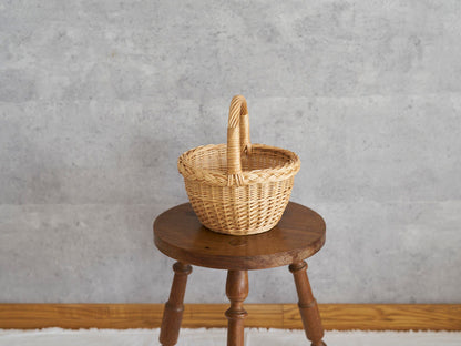 リトアニア/やなぎ　シギタスさん　手つきラウンドバスケット　ミニ　140522-8