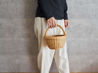 リトアニア/やなぎ　シギタスさん　手つきラウンドバスケット　ミニ　140522-8