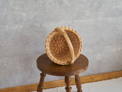 リトアニア/やなぎ　シギタスさん　手つきラウンドバスケット　ミニ　140522-8