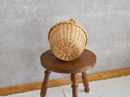 リトアニア/やなぎ　シギタスさん　手つきラウンドバスケット　ミニ　140522-8