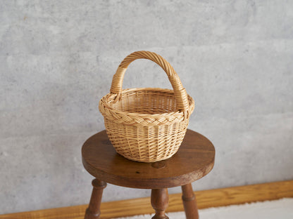 リトアニア/やなぎ　シギタスさん　手つきラウンドバスケット　ミニ　140522-8