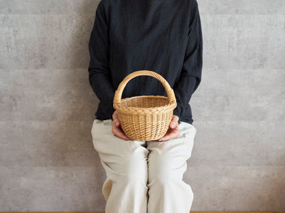 リトアニア/やなぎ　シギタスさん　手つきラウンドバスケット　ミニ　140522-8