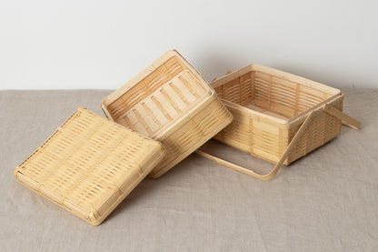 Lunch box with handle M, L, L(2-tier) / White bamboo / Kagoshima-JPN 321105
