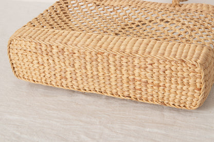 タイ/ウォーターヒヤシンス　かごバッグ　透かし編み　ワイド型　M・L　2サイズ 3115201