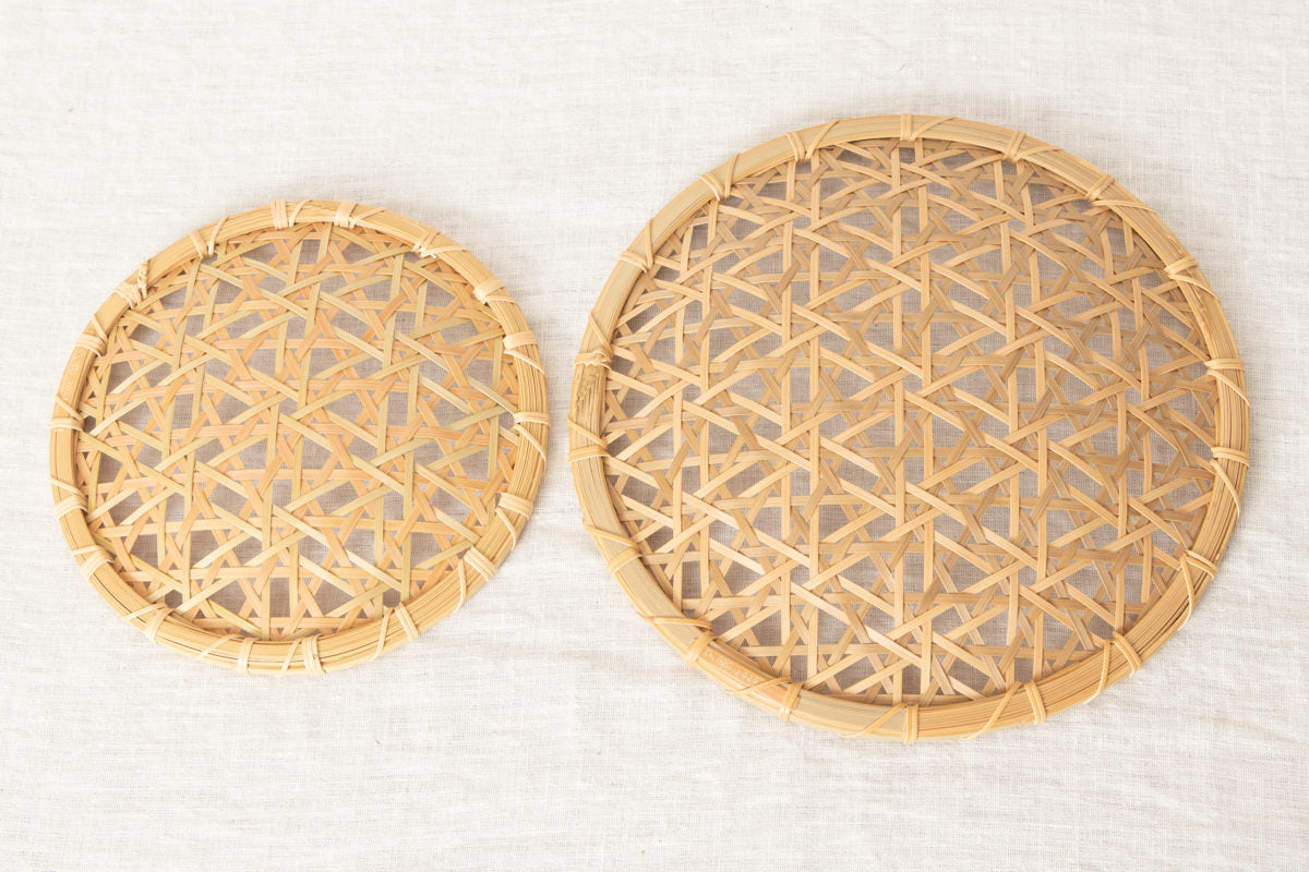 Flat Basket Tray "Inserted Mutsume Weave" / Madake Bamboo / Tottori-JPN 320712