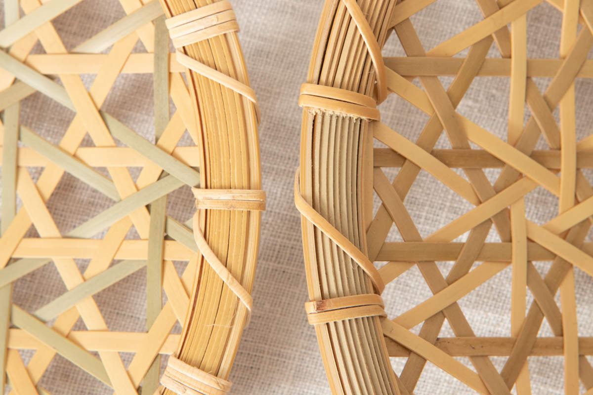 Flat Basket Tray "Inserted Mutsume Weave" / Madake Bamboo / Tottori-JPN 320712