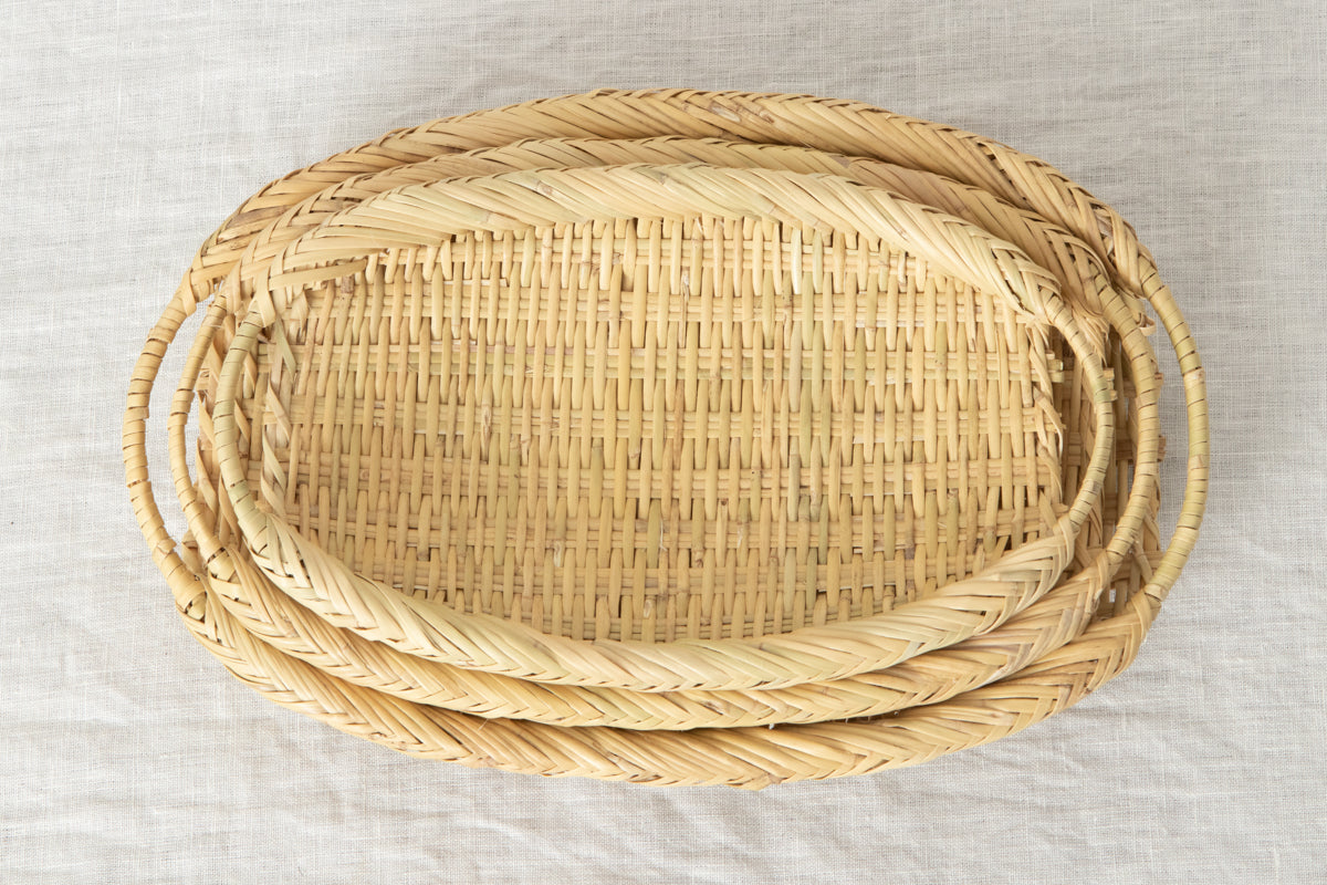 Oval plate(colander) with handle -D type- S, M, L / Suzu bamboo / Iwate-JPN 210116