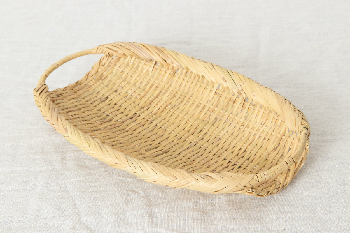Oval plate(colander) with handle -D type- S, M, L / Suzu bamboo / Iwate-JPN 210116