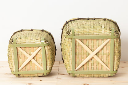 Square basket with lid S, M / Madake bamboo / Ōita-JPN 220611