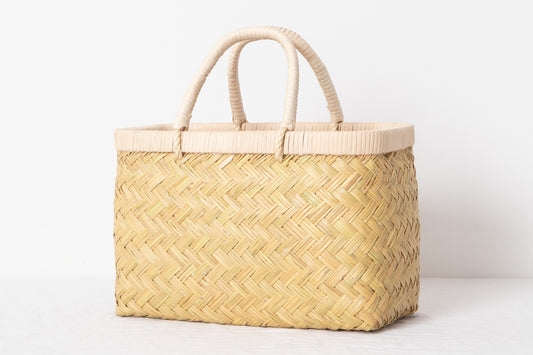 Shopping basket S -rattan handle- / Suzu bamboo / Iwate-JPN 450816-1
