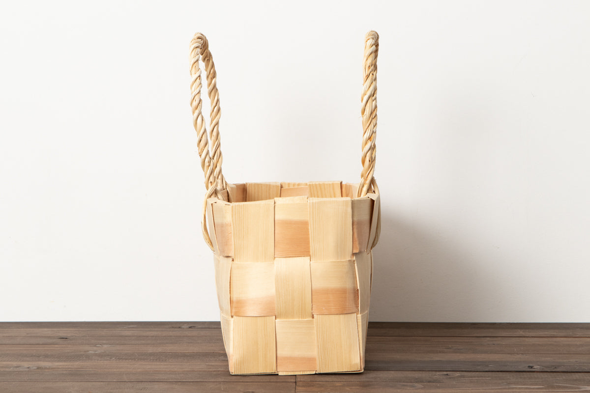 エストニア/パイン　サイドバスケット（持ち手つき） 330711-1