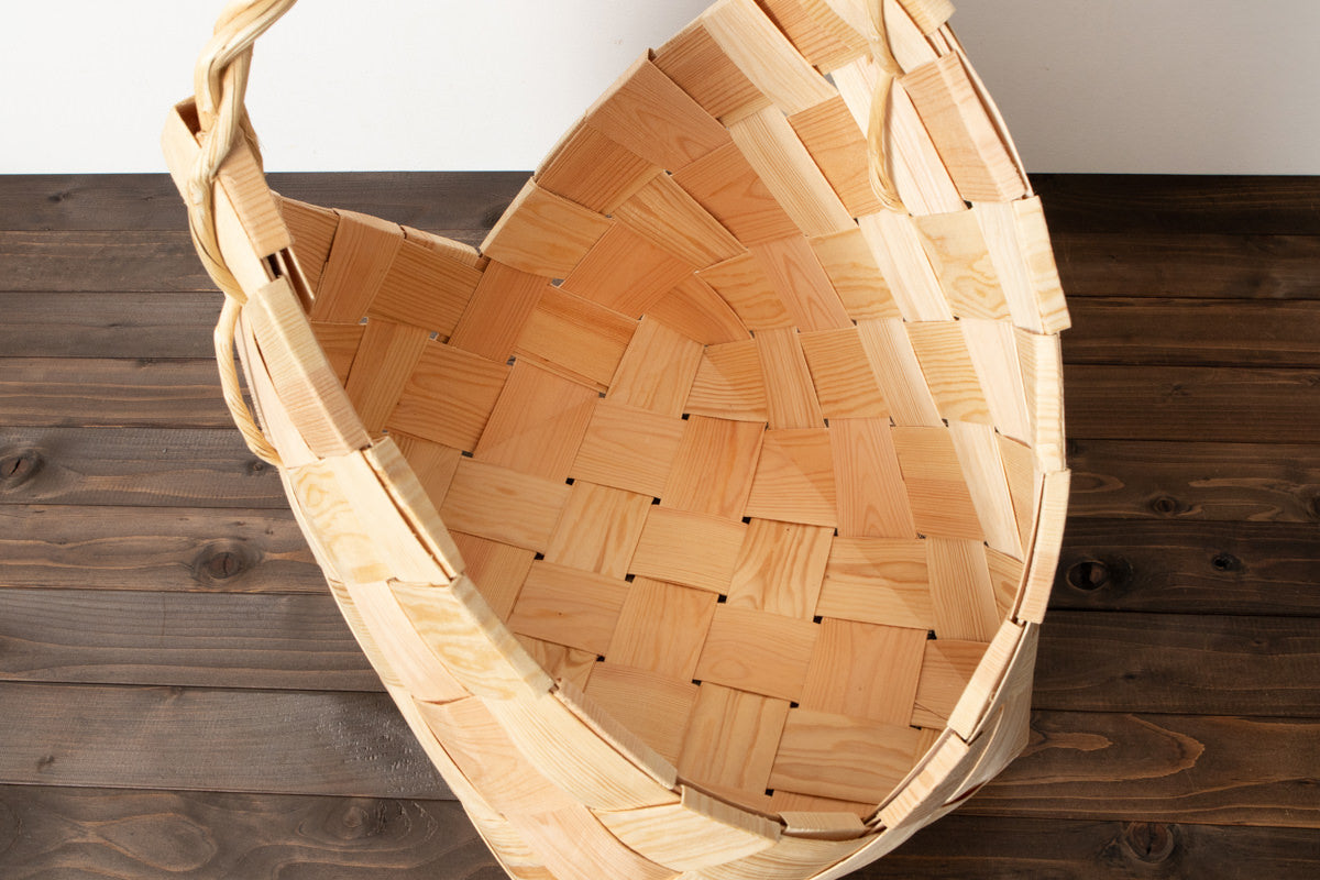 エストニア/パイン 薪入れバスケット 山型 S・L 2サイズ 330715