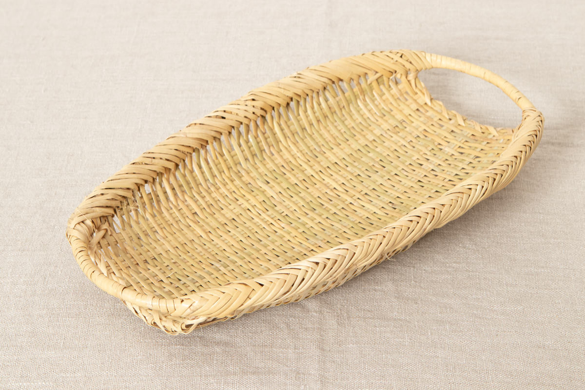 Oval plate(colander) with handle -A type- S, M, L / Suzu bamboo / Iwate-JPN 450811