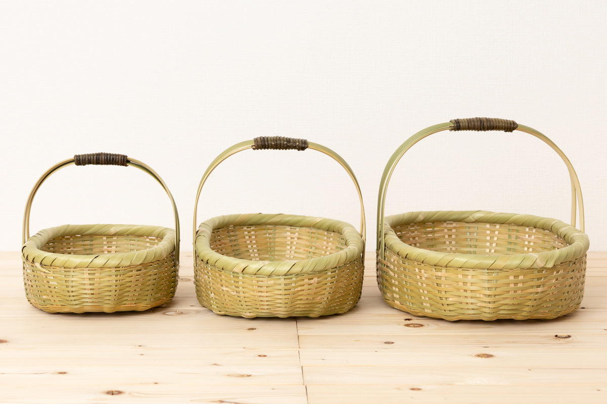 Oval basket with handle S, M, L / Madake bamboo / Ōita-JPN 220640