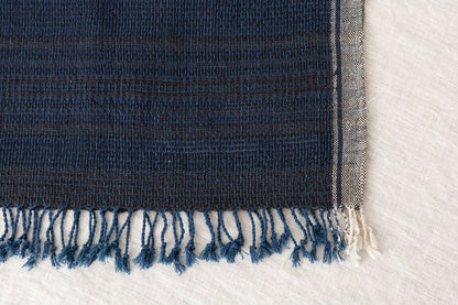 Basket Face Towel / Light Gray, Indigo Black / Khadi cotton / IND 330908