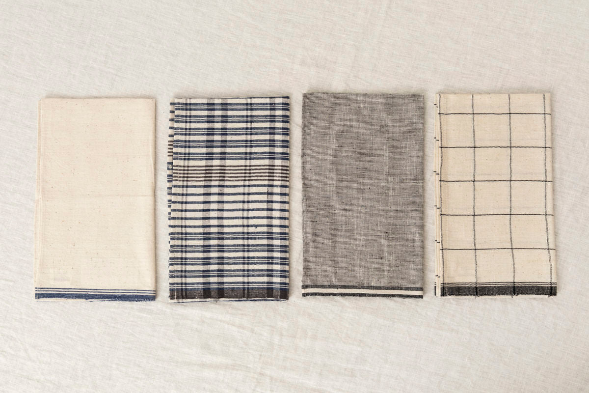 Kitchen Towel [ Indigo Selvedge / Madras / Brush Gray / Tattersall ] / Khadi cotton / IND 330907