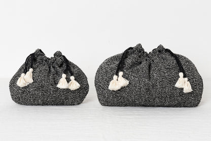 インド/シルク×コットン　Drawstring Bag　Monochrome　S・L　2サイズ