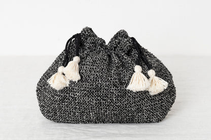 インド/シルク×コットン　Drawstring Bag　Monochrome　S・L　2サイズ