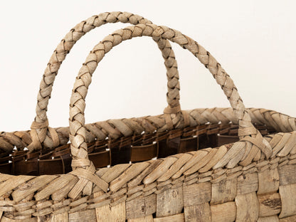 Handheld Basket “Checker” All-Outer-Bark Wide / Walnut Bark / Iwate-JPN 1510738