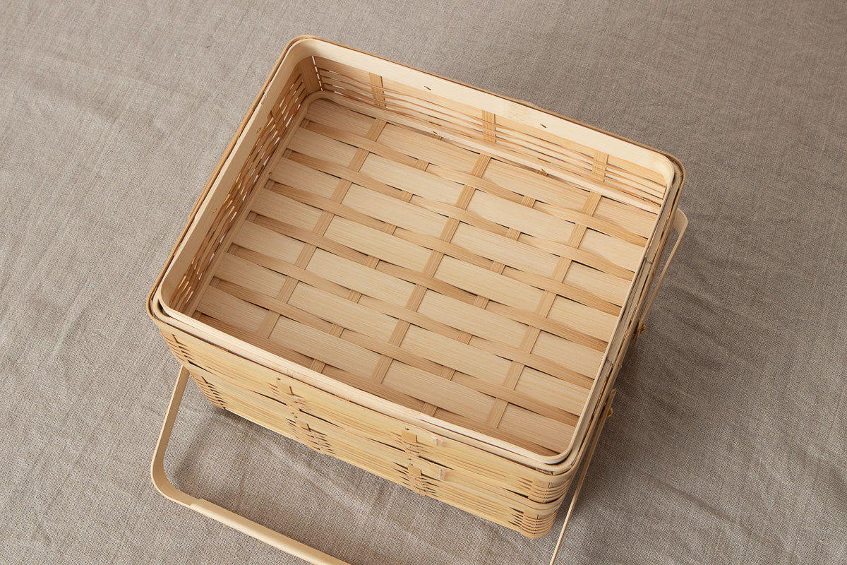 Lunch box with handle M, L, L(2-tier) / White bamboo / Kagoshima-JPN 321105
