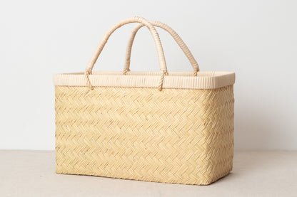 Shopping basket M finer -rattan handle- / Suzu bamboo / Iwate-JPN 450801-1