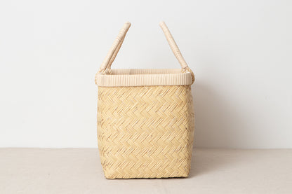 Shopping basket M finer -rattan handle- / Suzu bamboo / Iwate-JPN 450801-1