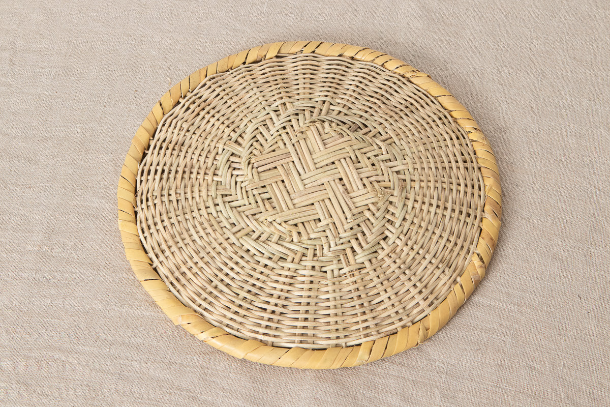 Round plate “Soba-Zaru” 4 sizes / Nemagari bamboo / Nagano-JPN 610202