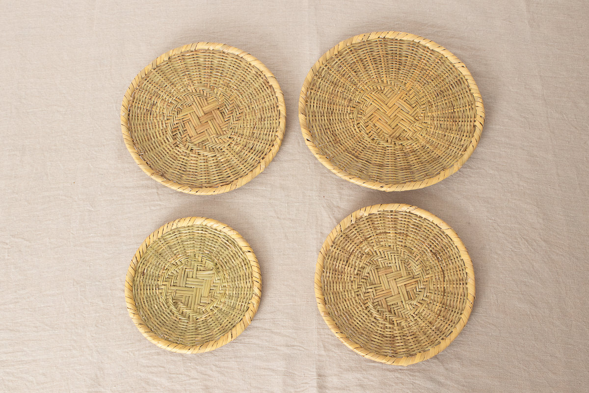 Round plate “Soba-Zaru” 4 sizes / Nemagari bamboo / Nagano-JPN 610202