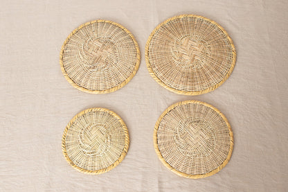 Round plate “Soba-Zaru” 4 sizes / Nemagari bamboo / Nagano-JPN 610202