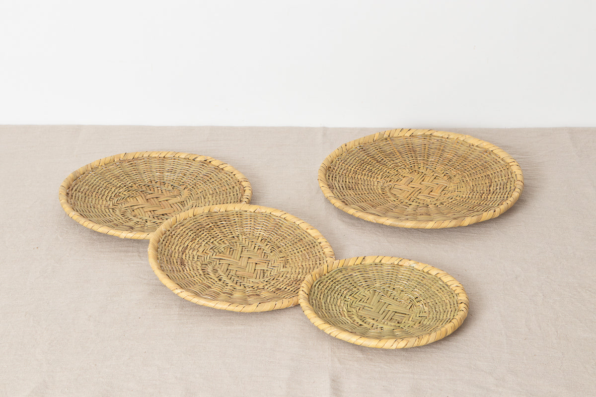 Round plate “Soba-Zaru” 4 sizes / Nemagari bamboo / Nagano-JPN 610202