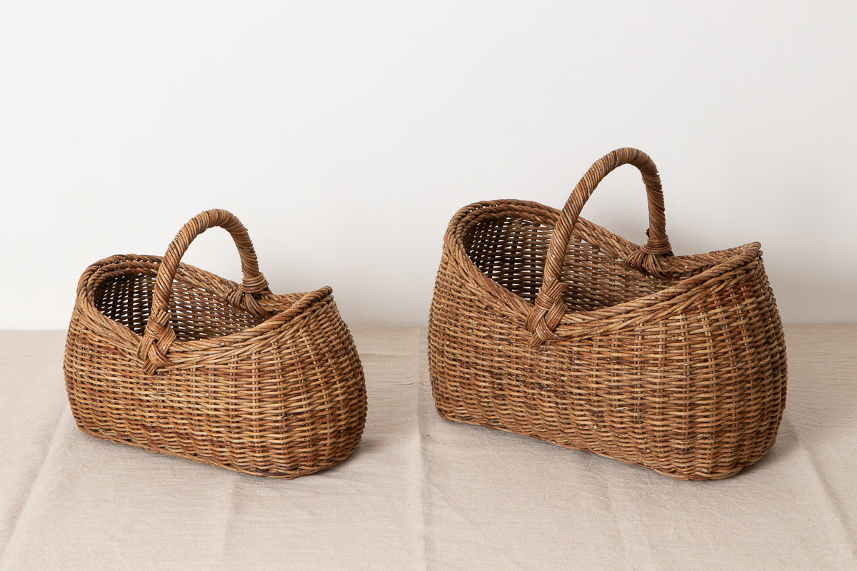 One handle basket -Wing- S, L / Brown Akebi vine / Nagano-JPN 311210