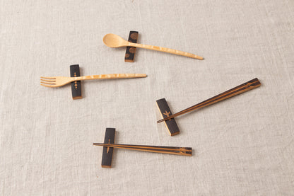 Chopstick rest / fish, fireworks, grass, polka dots, diamond / Smoked Mōsō bamboo / Kōchi-JPN 321206