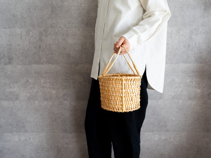 Circle basket [ 1 handle / 2 handle ] S, M / Pine root / LTU 140515