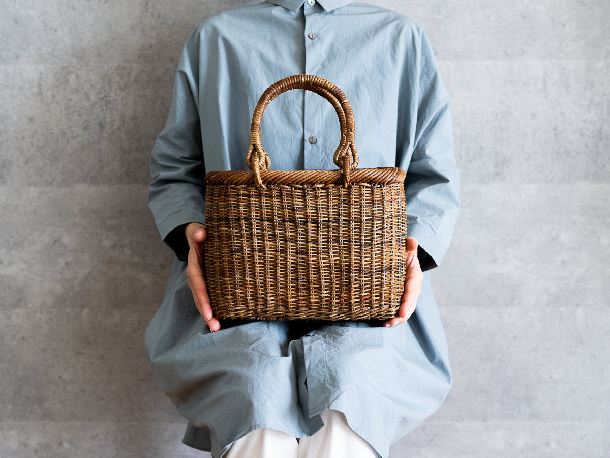 Hand bag “Nami” S, M / Brown Akebi vine / Nagano-JPN 311214