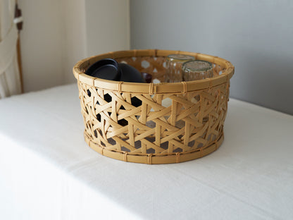 愛媛県/真竹(白竹)　丸椀かご　二重六つ目　520203-1