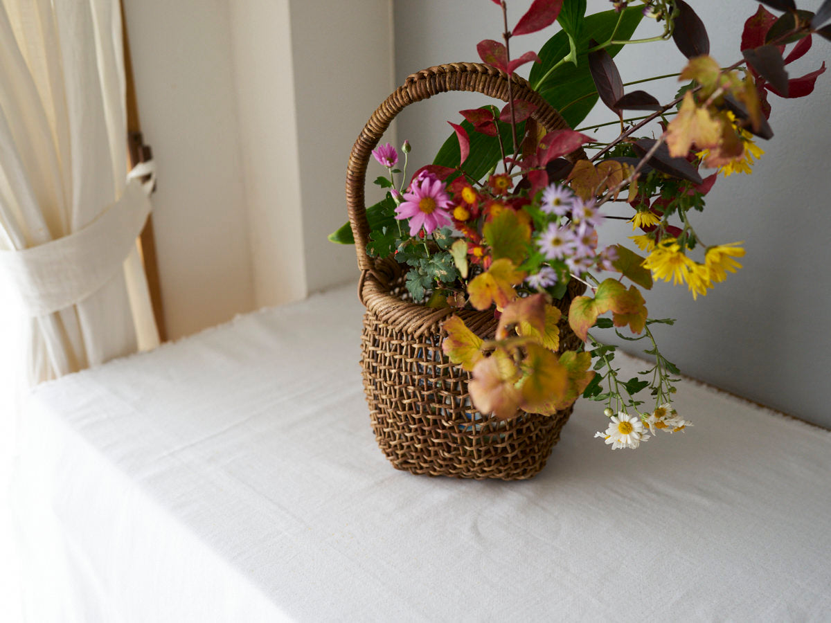 長野のあけび蔓で編む すかし編み手付き丸かご｜市川籠店 – 1basketry